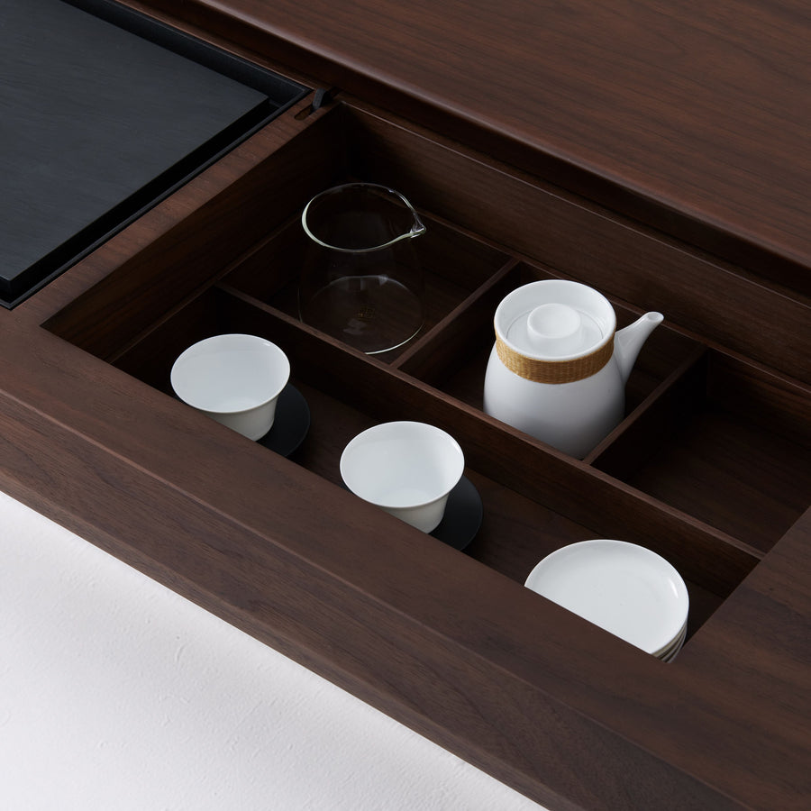 Da Tian Di Collection Black Walnut Tea Table with Sliding Top