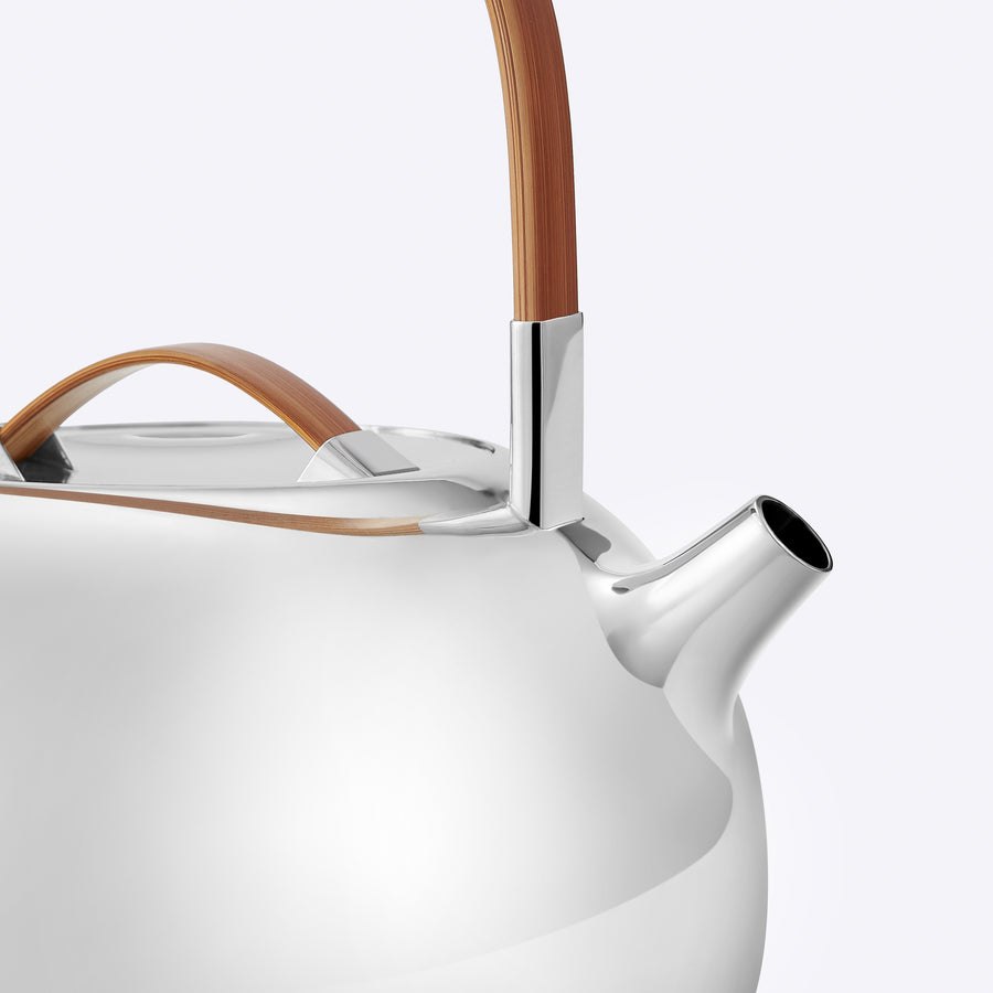 Bamboo and Silver Teakettle
