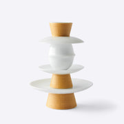 Porcelain and Bamboo Weaving Teacup Set with Infusion Pot, Natural