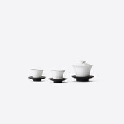 Garden Collection Porcelain and Inkstone Saucer Gaiwan Teacup Set
