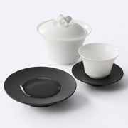 Garden Collection Porcelain and Inkstone Saucer Gaiwan Teacup Set