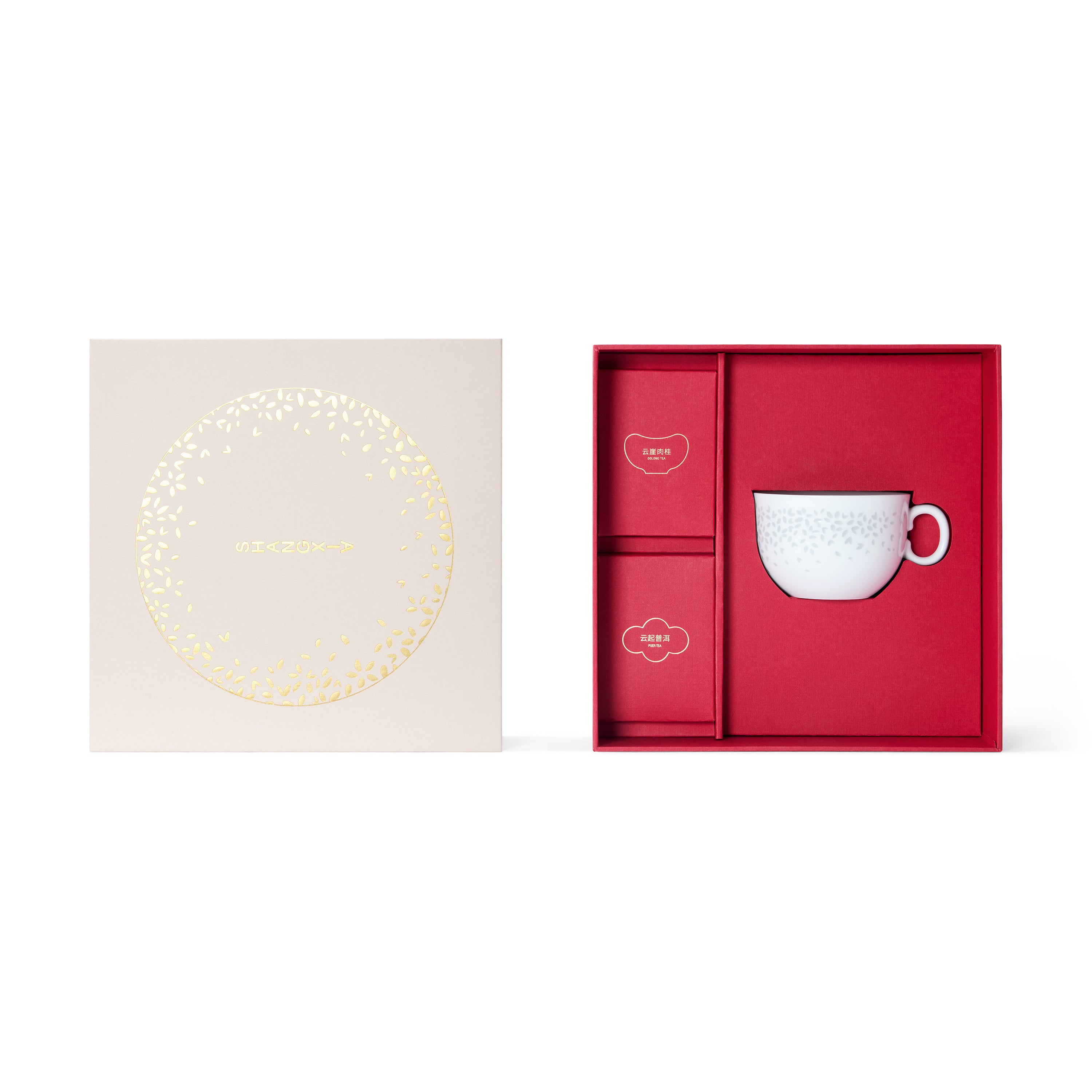 SHANGXIA 茶器セット 陶器 白 赤箱 SHANGXIA 茶器セット 陶器 白 赤箱