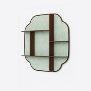 Eggshell Lacquer and Walnut Wall-mounted Shelf, Green