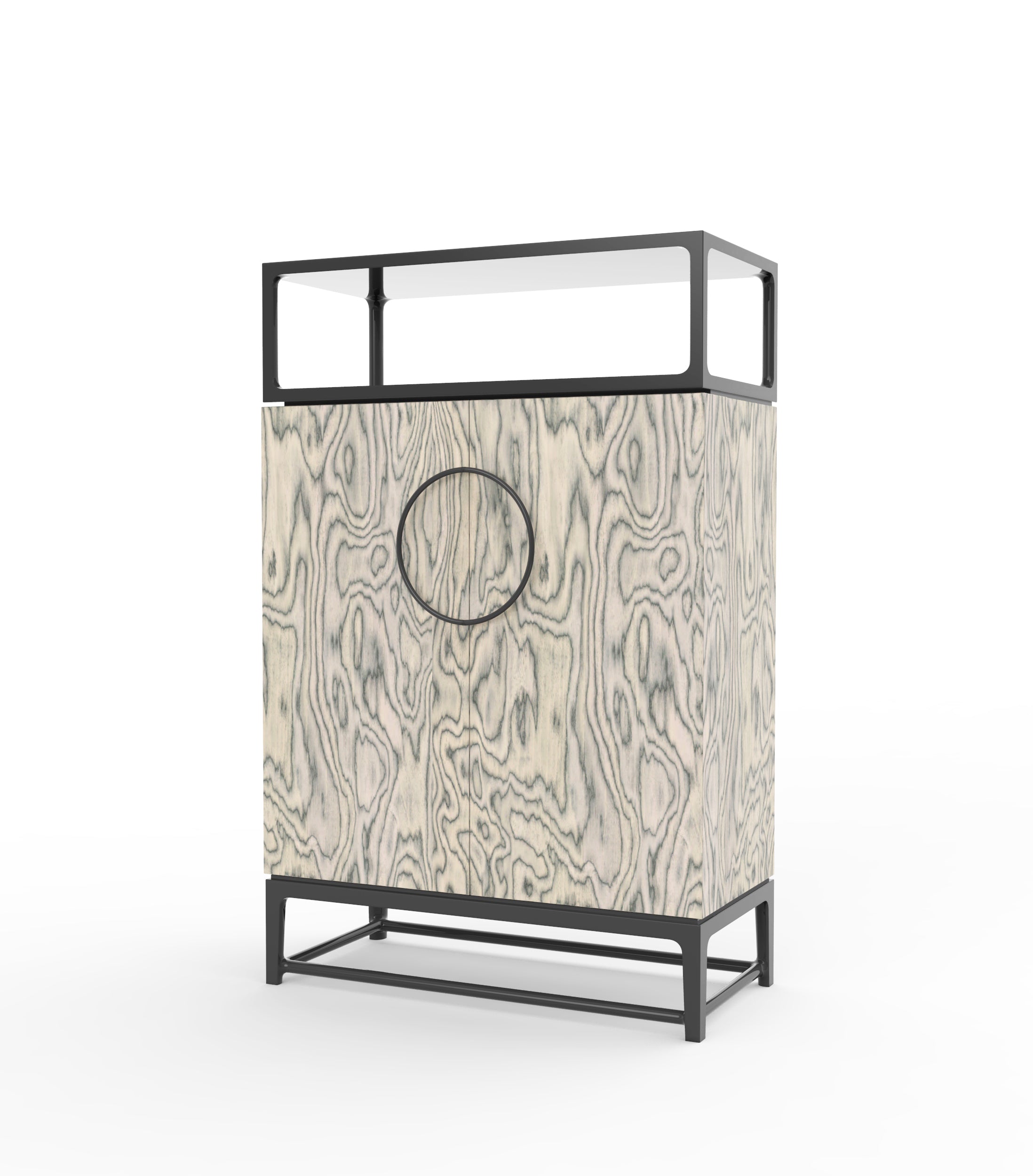 Da Tian Di Collection Veneered Black Walnut Tea and Wine Cabinet