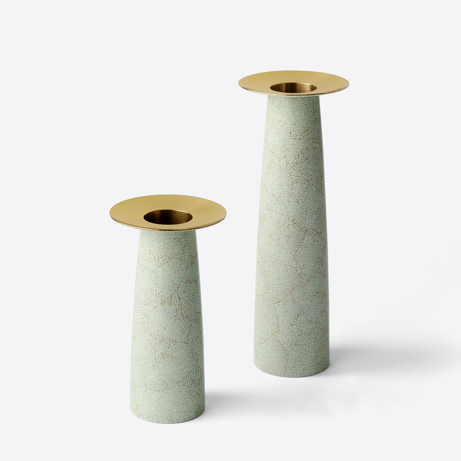 Eggshell Lacquer and Brass Vase, Green