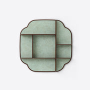 Eggshell Lacquer and Walnut Wall-mounted Shelf, Green