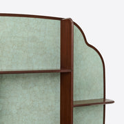 Eggshell Lacquer and Walnut Wall-mounted Shelf, Green