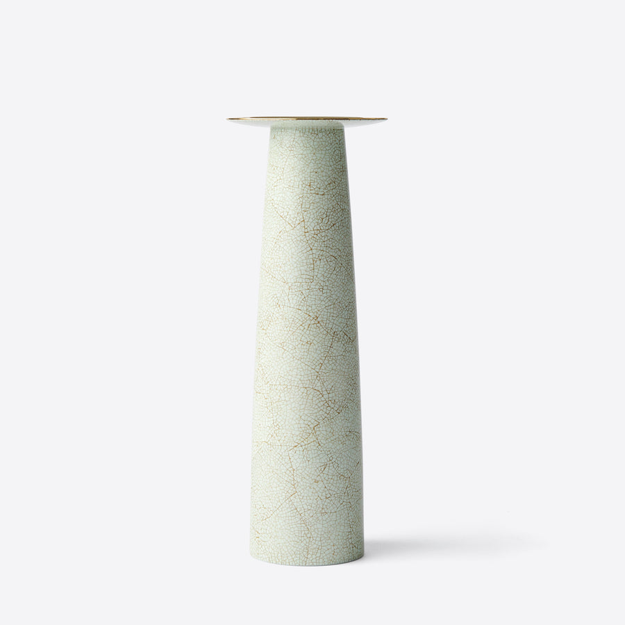 Eggshell Lacquer and Brass Vase, Green