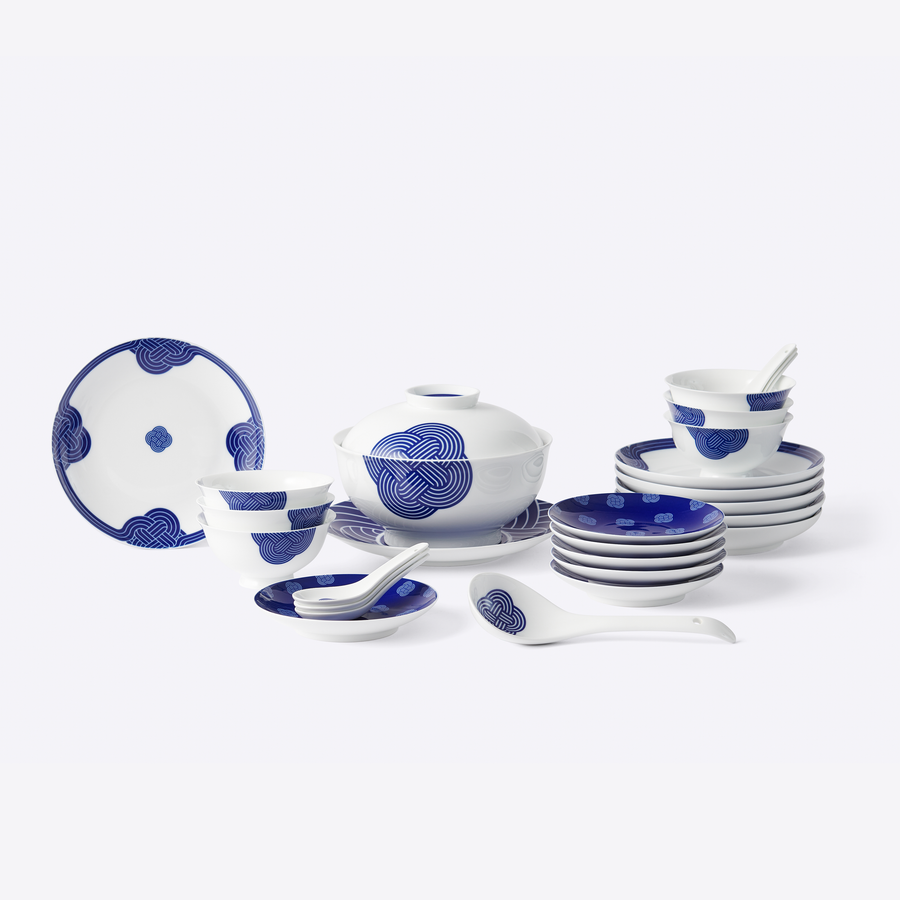 Chinese Knot Collection Porcelain Tableware Set 26 Pieces
