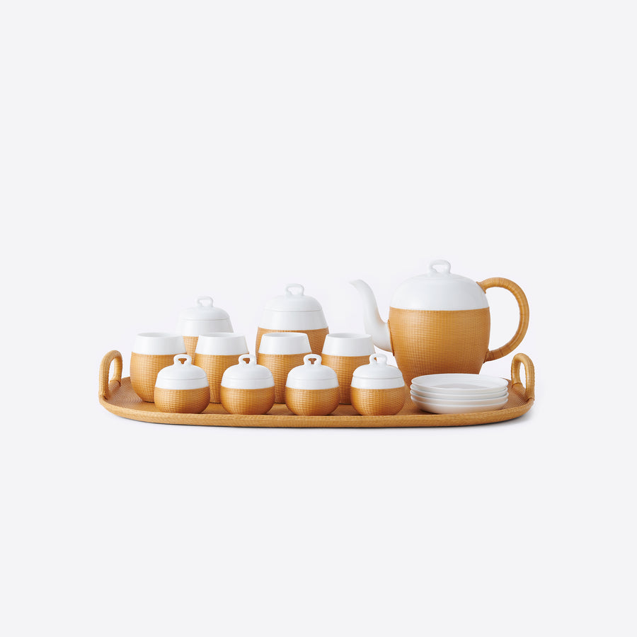 桥系列竹丝扣瓷原竹色茶具套装